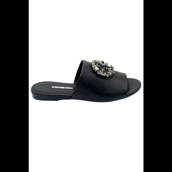 Charles by Charles David Shoes - Charles David Jeweled Leather Slide Soleil Black - Medium